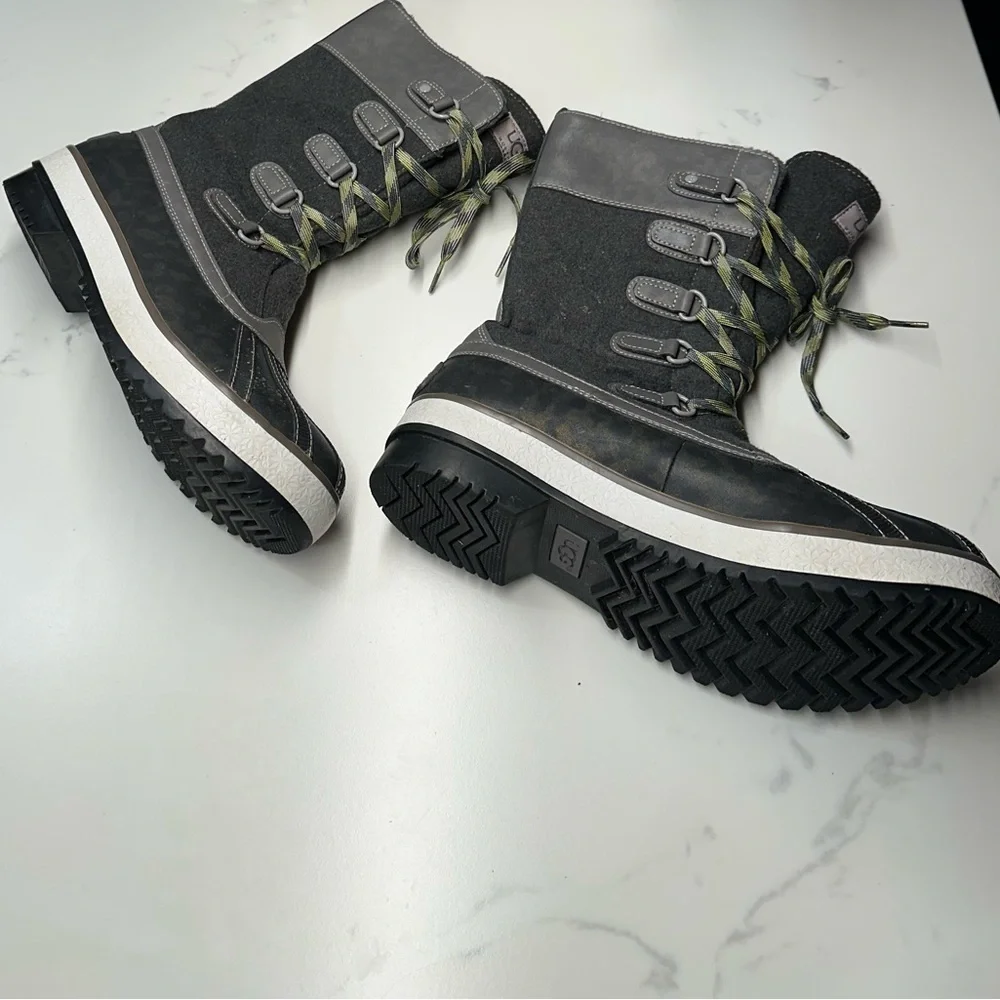 UGG Baroness Mid Waterproof Charcoal Lace-Up Winter Duck Snow Boots